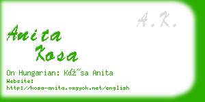 anita kosa business card